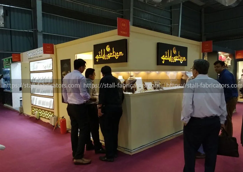 Gold Artism exhibition stall at Jewellery exhibition stall – designed & fabricated by Stall Fabricators
