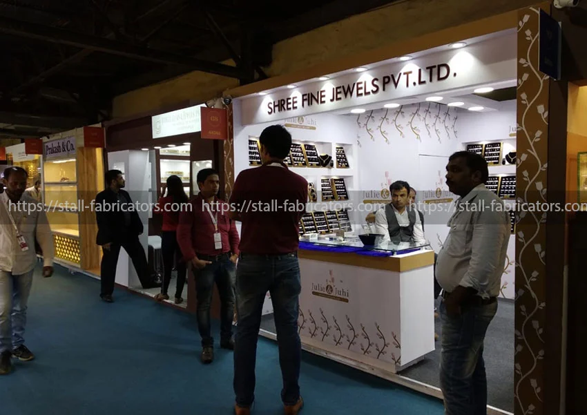 Juhi July exhibition stall at Jewellery exhibition stall – designed & fabricated by Stall Fabricators