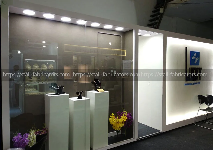 Lucky Jewellery exhibition stall at Jewellery exhibition stall – designed & fabricated by Stall Fabricators