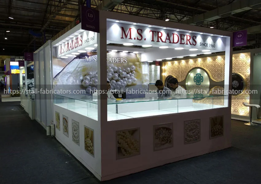 M S Trader exhibition stall at Jewellery exhibition stall – designed & fabricated by Stall Fabricators