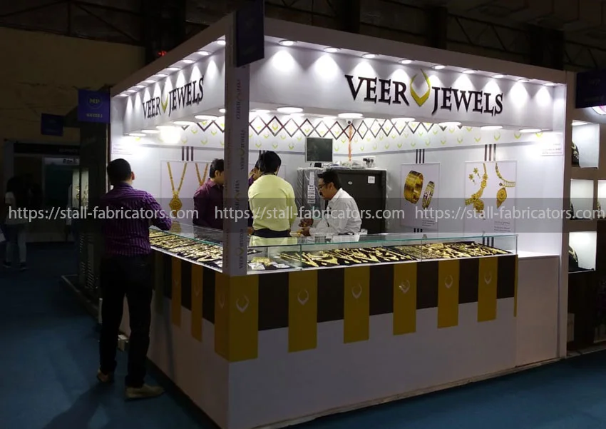 Veer Jewellery exhibition stall at Jewellery exhibition stall – designed & fabricated by Stall Fabricators