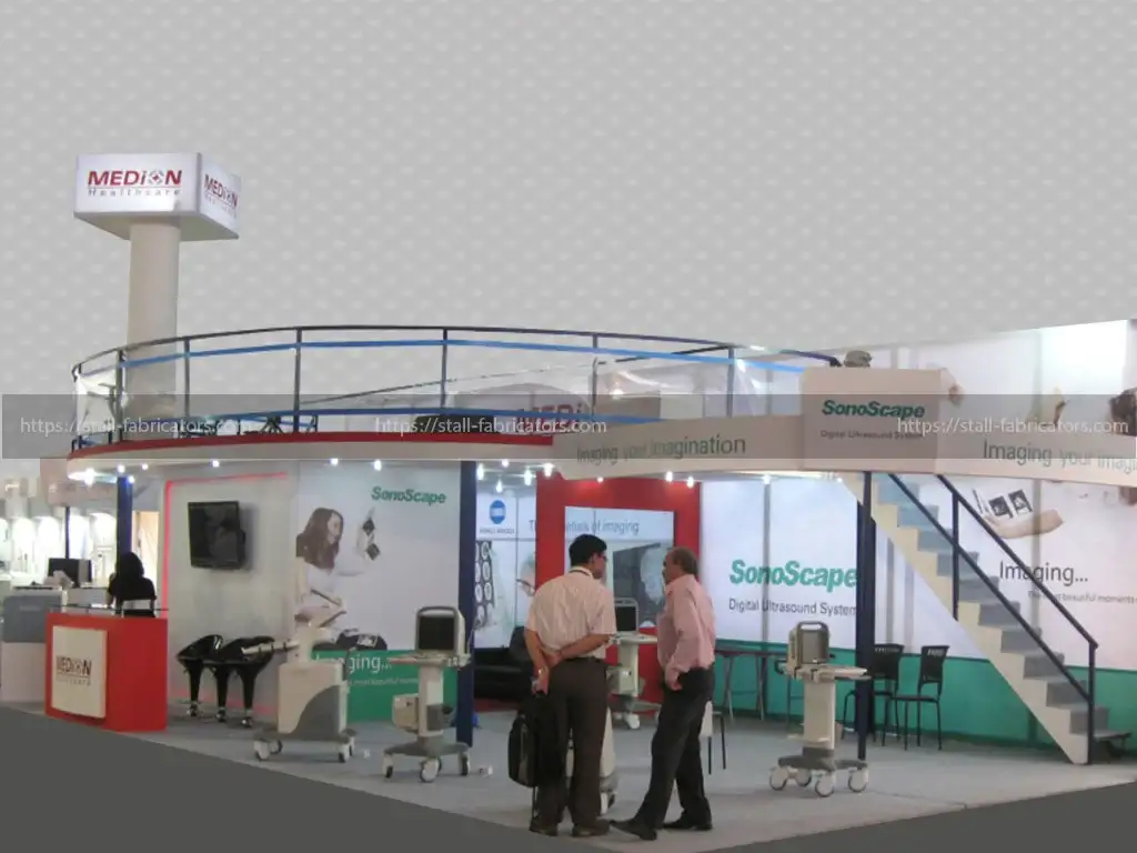Medion Healthcare exhibition stall at Medical Show – designed & fabricated by Stall Fabricators