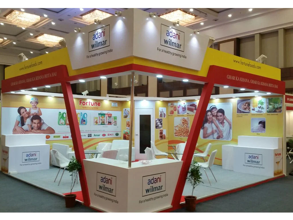 Adani Wilmar Ltd exhibition stall at Khadhya Khurak – designed & fabricated by Stall Fabricators
