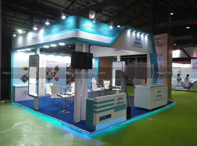 Adani Wilmar Limited exhibition stall at Ice Cream Expo – designed & fabricated by Stall Fabricators