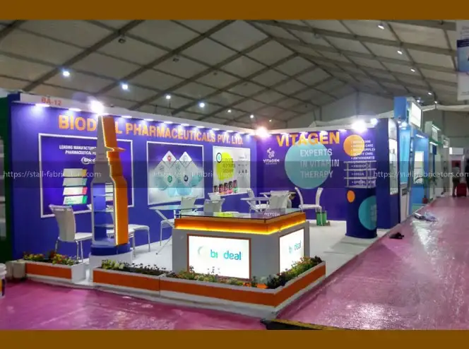 Biodeal Pharmaceuticals exhibition stall at CPHI – designed & fabricated by Stall Fabricators