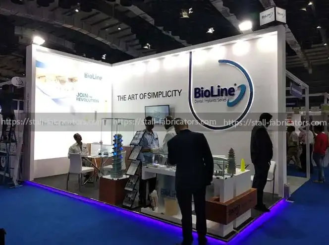 Bioline exhibition stall at Famdent – designed & fabricated by Stall Fabricators