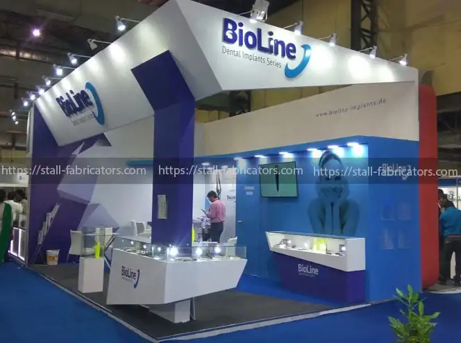Bioline Implants exhibition stall at Famdent Show – designed & fabricated by Stall Fabricators