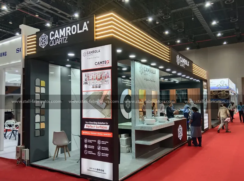 Camrola Quartz Limited exhibition stall at Acetech India – designed & fabricated by Stall Fabricators