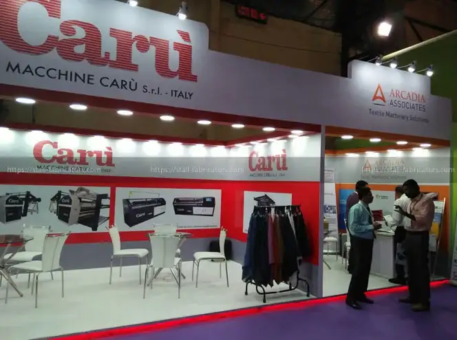 Arcadia Associates (Machine Caru S.R.L) exhibition stall at ITME Expo – designed & fabricated by Stall Fabricators