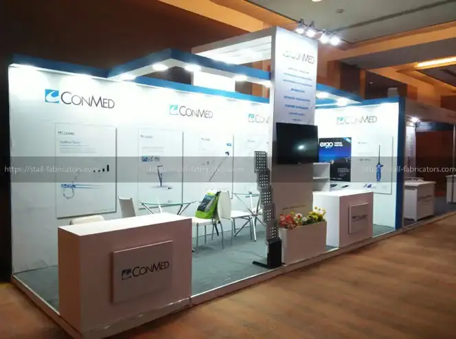 Conmed exhibition stall at International Meeting of Arthroscopy Academy – designed & fabricated by Stall Fabricators