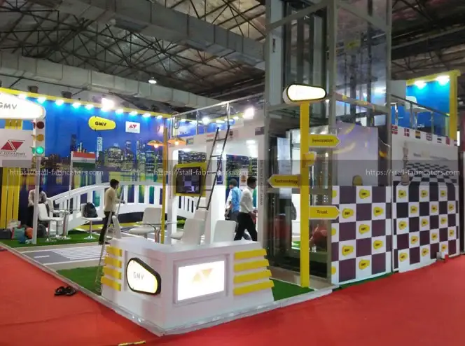 GMV India exhibition stall at Acetech – designed & fabricated by Stall Fabricators