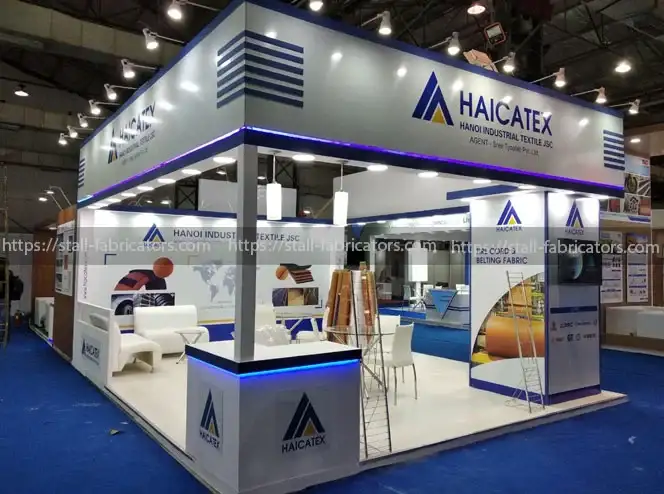 Haicatex (Hanoi Industrial Textile) exhibition stall at India Rubber Expo – designed & fabricated by Stall Fabricators