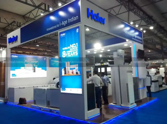 Haier Appliances India exhibition stall at Food Hospitality World – designed & fabricated by Stall Fabricators