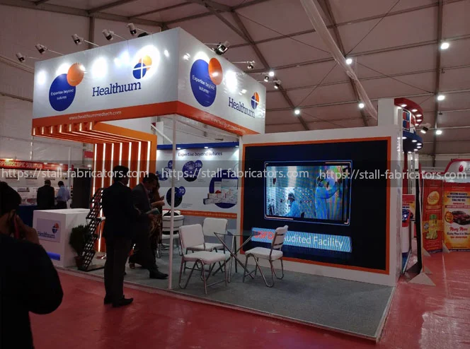 Healthium exhibition stall at AICOG – designed & fabricated by Stall Fabricators
