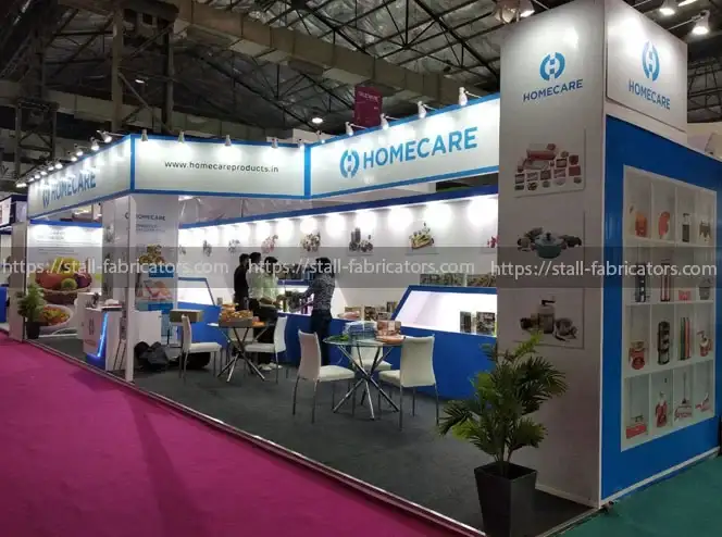 Homecare exhibition stall at Corporate Gift Show – designed & fabricated by Stall Fabricators