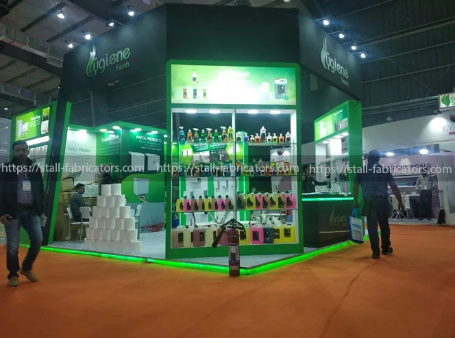 Hygiene Fresh exhibition stall at Clean India Show – designed & fabricated by Stall Fabricators