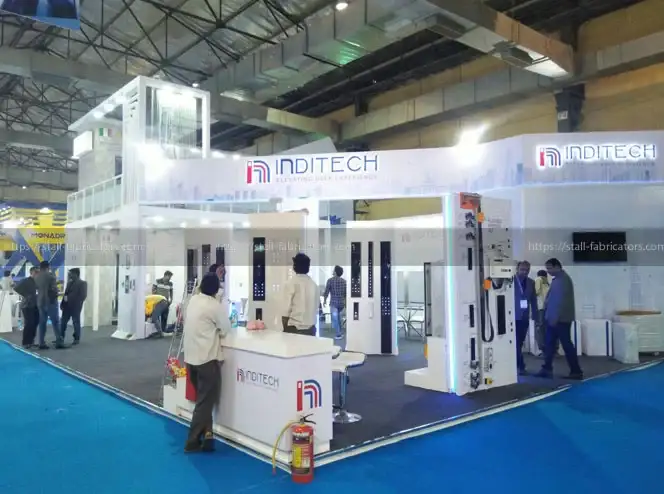 Inditech Systems exhibition stall at International Elevator & Escalator Expo – designed & fabricated by Stall Fabricators