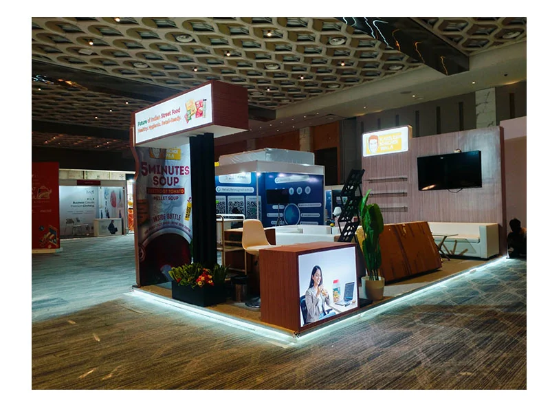 Kamlesh Khichdi Wala exhibition stall at Great India Retail Summit 2026 – designed & fabricated by Stall Fabricators