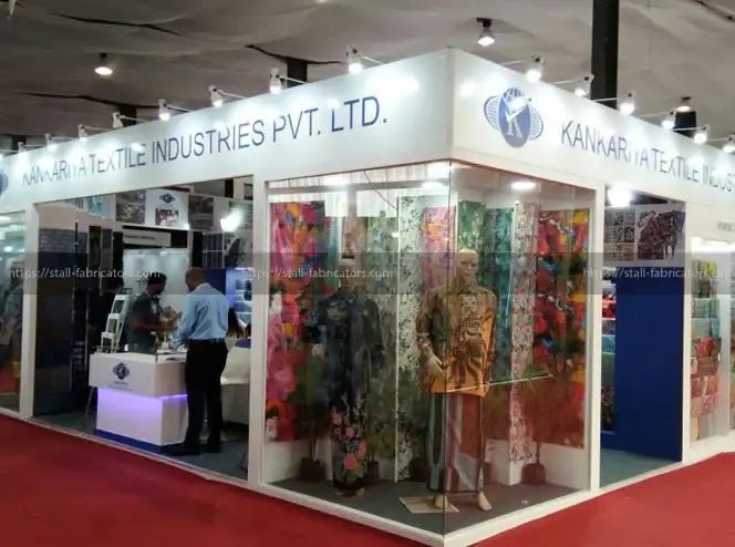 Kankariya Textile Industries exhibition stall at Textiles India – designed & fabricated by Stall Fabricators