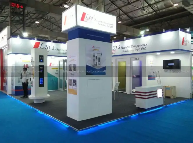 Leo's Elevator exhibition stall at International Elevator & Escalator Expo – designed & fabricated by Stall Fabricators