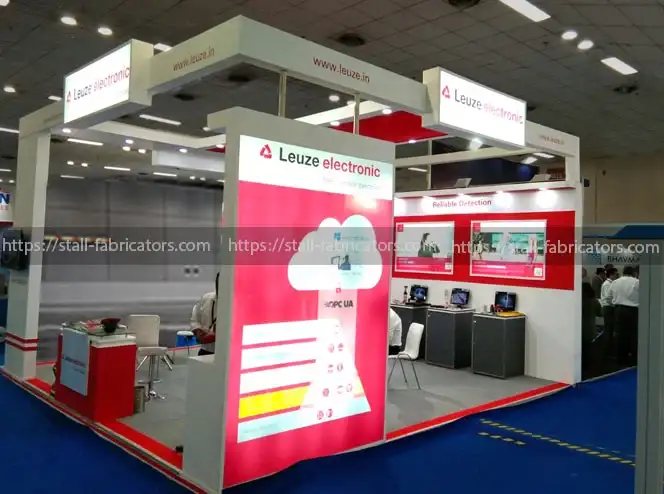 Leuze Electronics Pvt Ltd exhibition stall at Pack Plus – designed & fabricated by Stall Fabricators