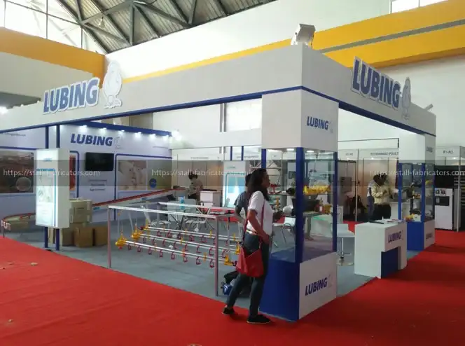 Lubing India Pvt Ltd exhibition stall at Poultry India – designed & fabricated by Stall Fabricators