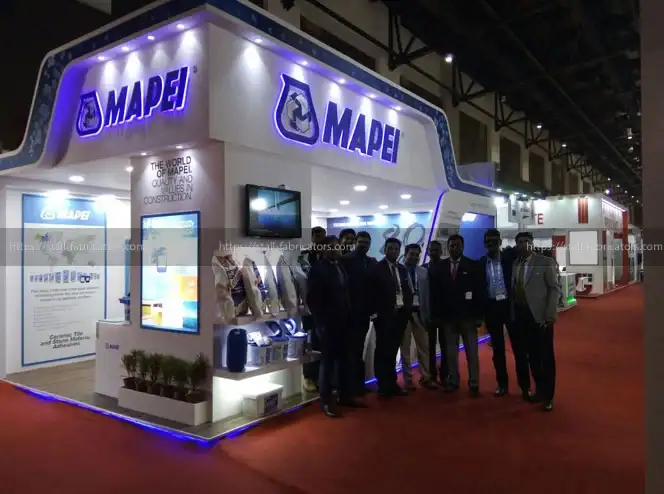 Mapei Construction Products India exhibition stall at India Stonemart – designed & fabricated by Stall Fabricators
