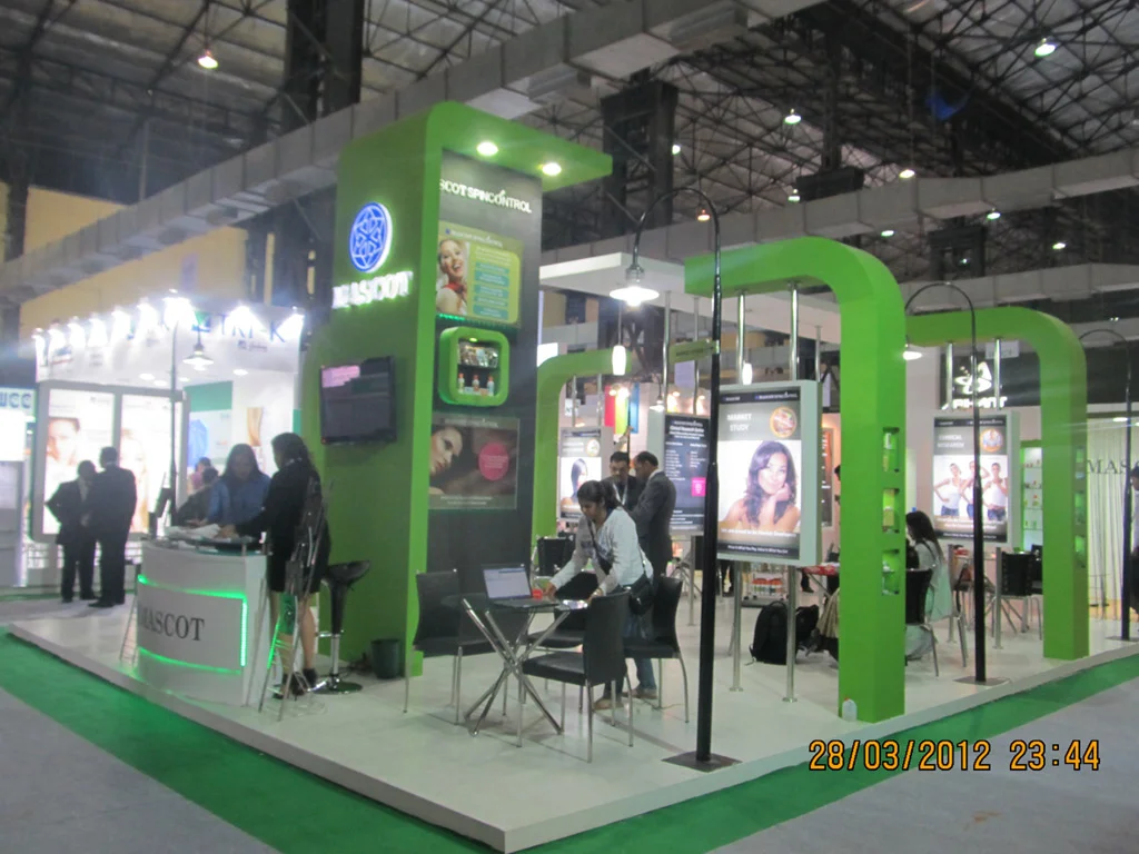 Mascot Universal exhibition stall at HGH India – designed & fabricated by Stall Fabricators