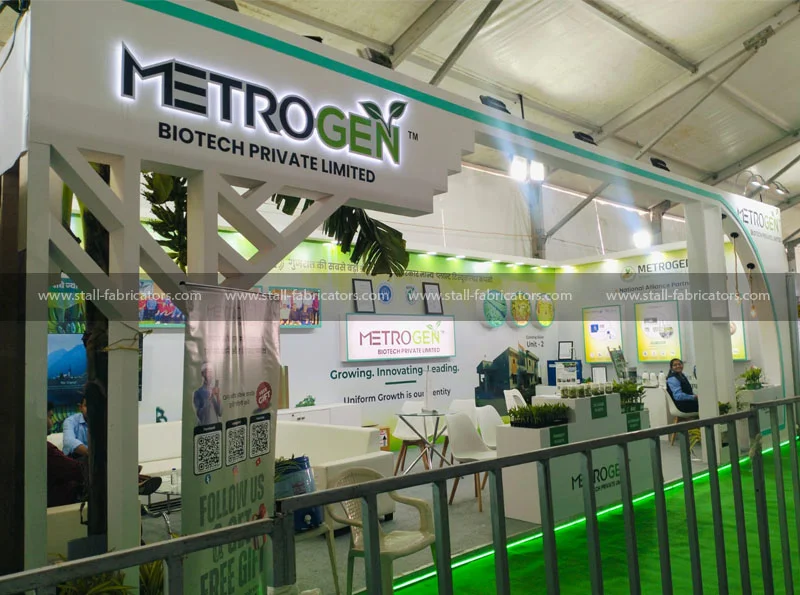Metrogen Biotech exhibition stall at Agroworld – designed & fabricated by Stall Fabricators