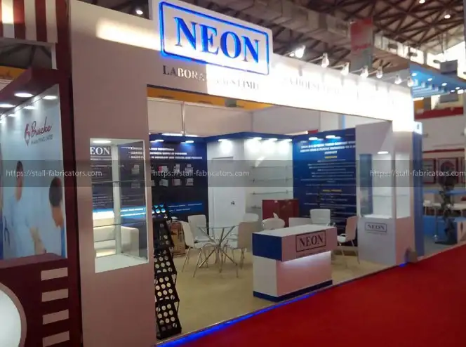 Neon Laboratories Ltd. exhibition stall at IPHEX Hyderabad – designed & fabricated by Stall Fabricators