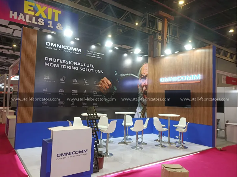 Omnicomm exhibition stall at IOT Expo – designed & fabricated by Stall Fabricators