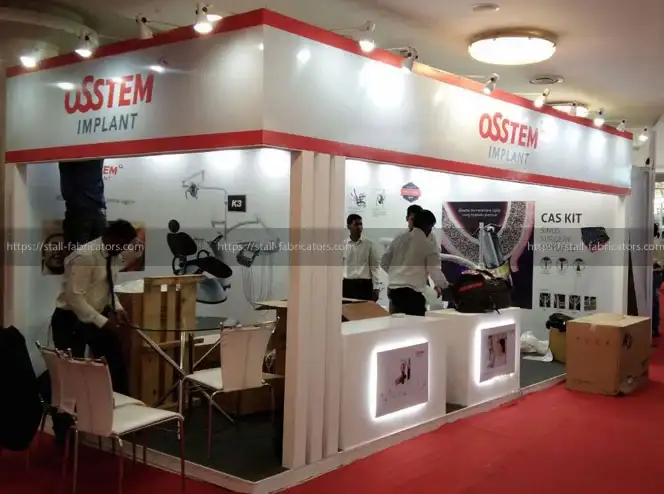 Osstem Implant exhibition stall at Expodent Mumbai – designed & fabricated by Stall Fabricators