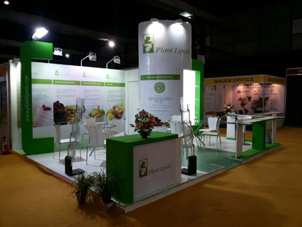 Plant Lipids exhibition stall at Aahar – designed & fabricated by Stall Fabricators