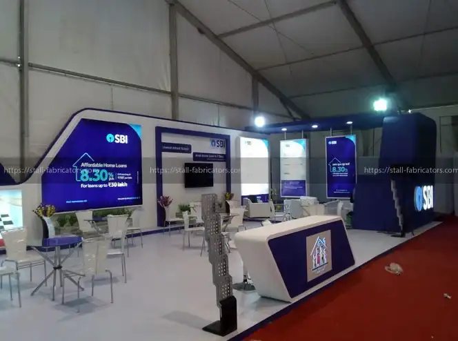 SBI exhibition stall at MCHI Property Expo – designed & fabricated by Stall Fabricators