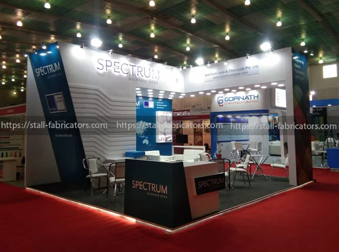 Spectrum exhibition stall at Interdye Asia – designed & fabricated by Stall Fabricators