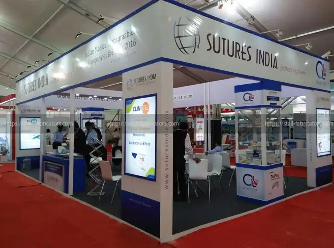 Sutures India Private Limited exhibition stall at AICOG – designed & fabricated by Stall Fabricators