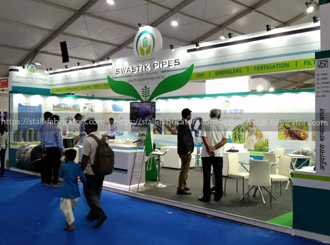 Swastik Pipes exhibition stall at Kisan – designed & fabricated by Stall Fabricators