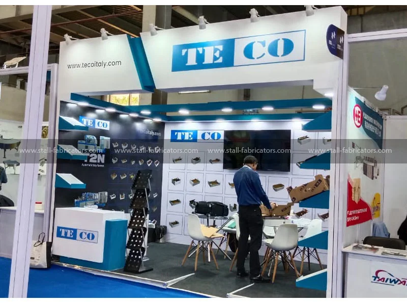 Teco SRL exhibition stall at India Corr Expo – designed & fabricated by Stall Fabricators