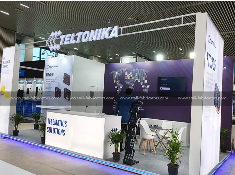 Teltonika exhibition stall at CAEV Show – designed & fabricated by Stall Fabricators