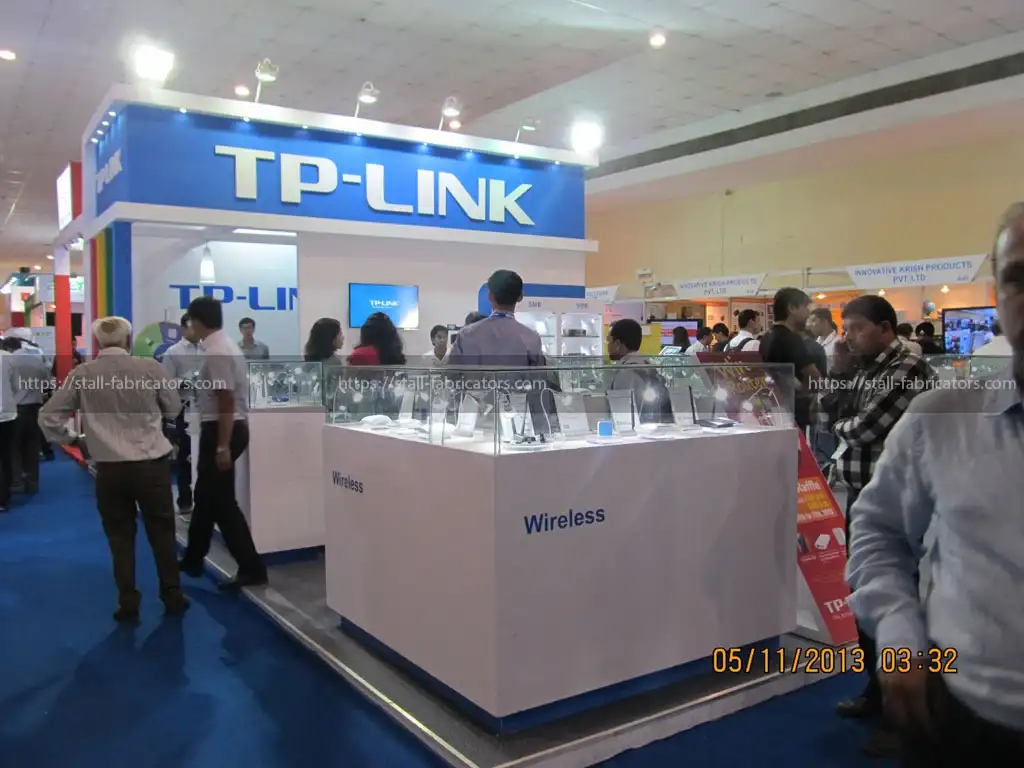 Tp-link exhibition stall at Com IT Expo Mumbai – designed & fabricated by Stall Fabricators