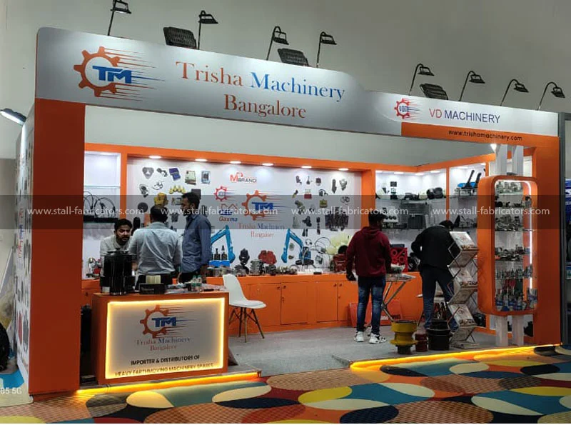 Trisha Machinery Bangalore exhibition stall at Excon – designed & fabricated by Stall Fabricators