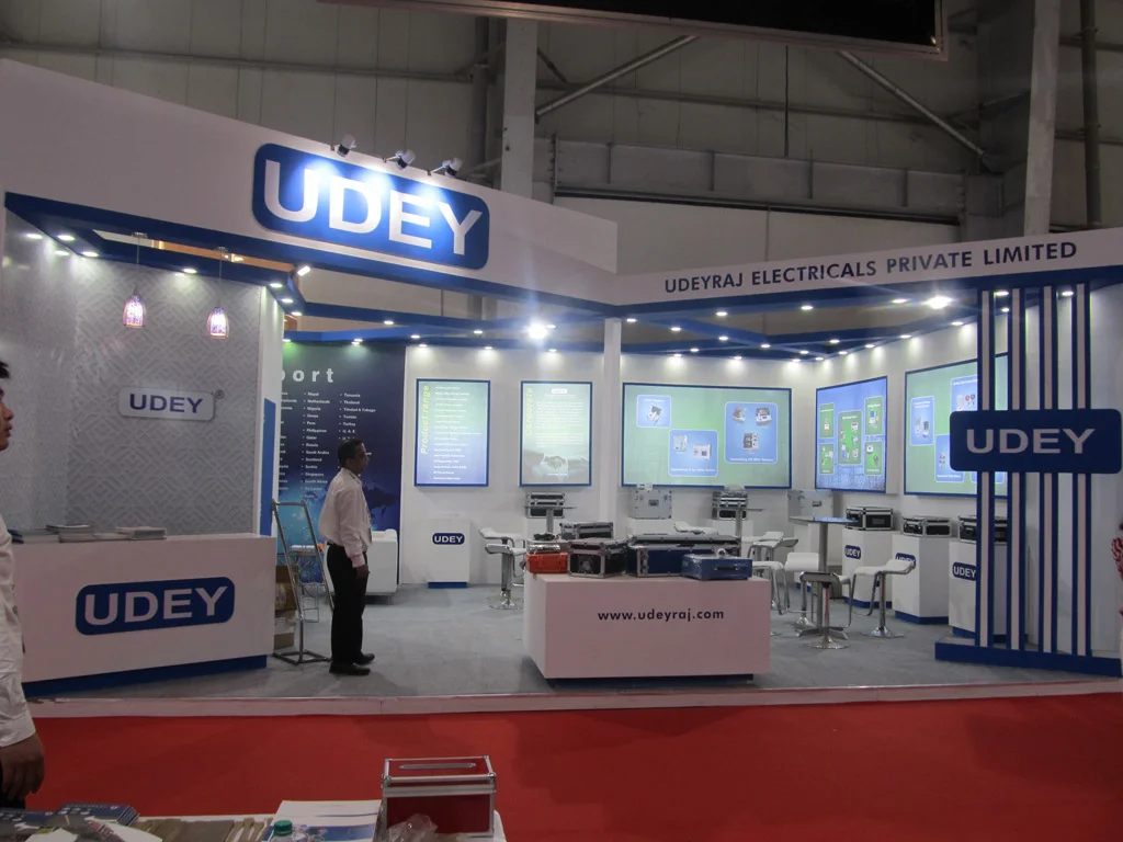 Udeyraj Electrical exhibition stall at Elecrama – designed & fabricated by Stall Fabricators