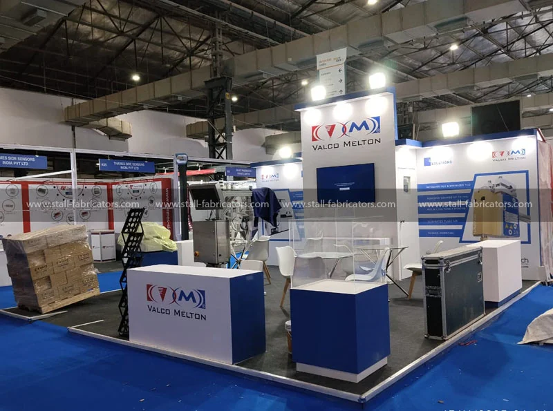 Valco Melton exhibition stall at Drintek India / Pack Mach Asia Expo – designed & fabricated by Stall Fabricators