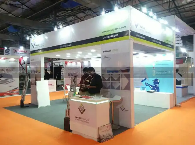 Vans Gypsum Pvt. Ltd exhibition stall at World Build India – designed & fabricated by Stall Fabricators