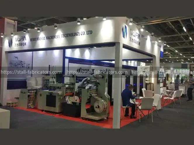 Hebei Wanjie Machinery Technology exhibition stall at Label Expo – designed & fabricated by Stall Fabricators